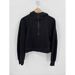 Lululemon Womens Black Scuba Half Zip Logo Hoodie Size XS/S Sporty Designer